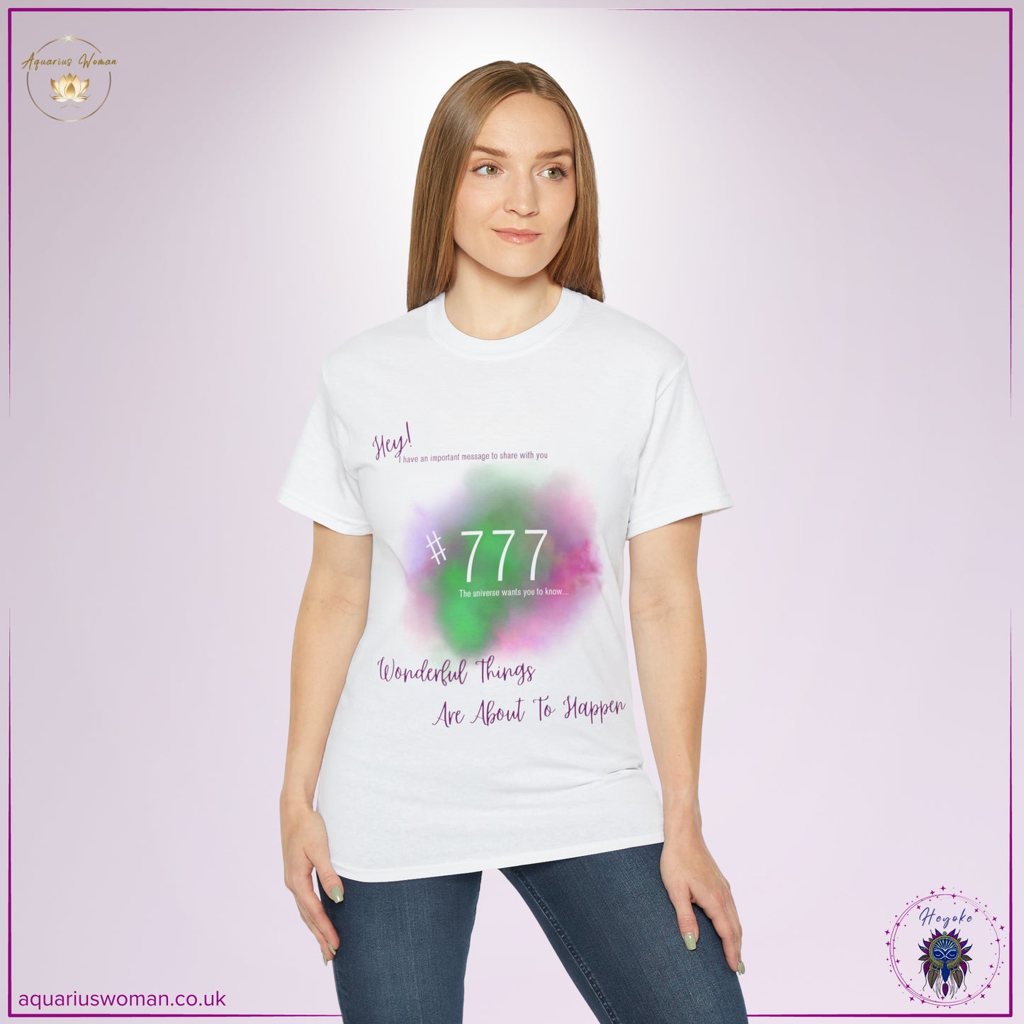 Synchronicity #777 Tee from the Heyoke Collection by Aquarius Woman - Woman _White t-shirt