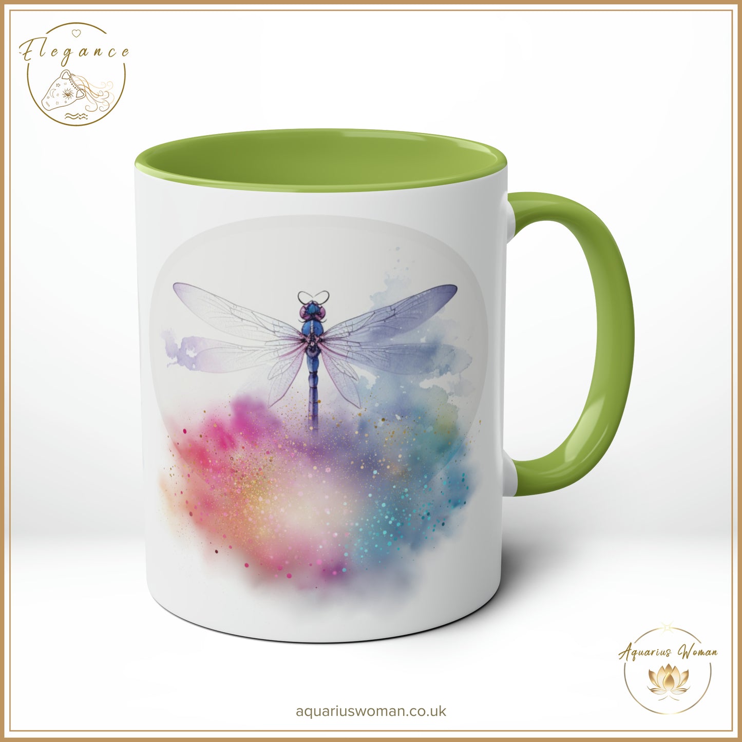 Aquarius Woman's Elegance Collection - Ethereal Dragonfly Cosmic Cloud Burst Ceramic Mug
