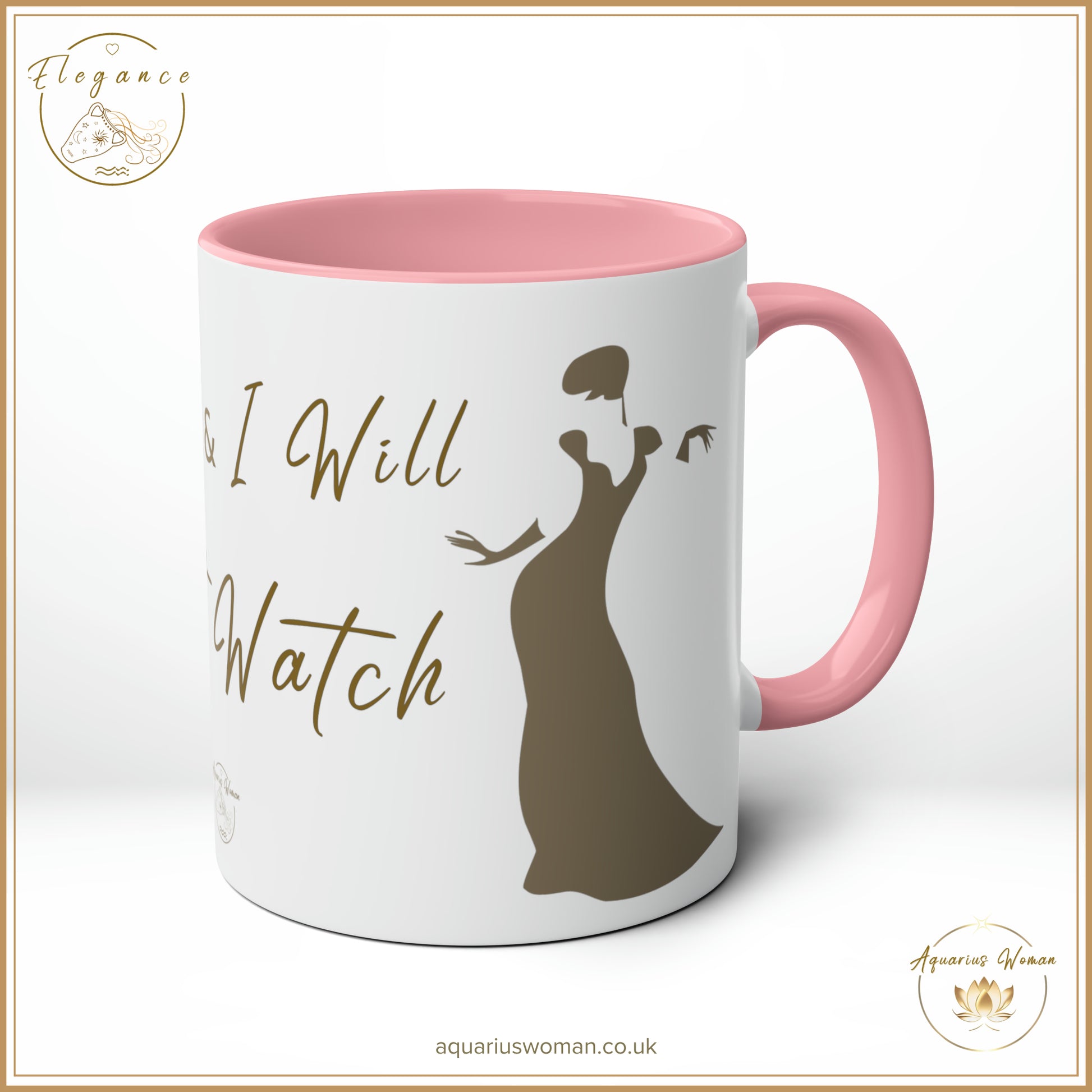 Aquarius Woman - Elegance - I Can and I Will - Just Watch Mug - Dancing Woman - Pink - Left View