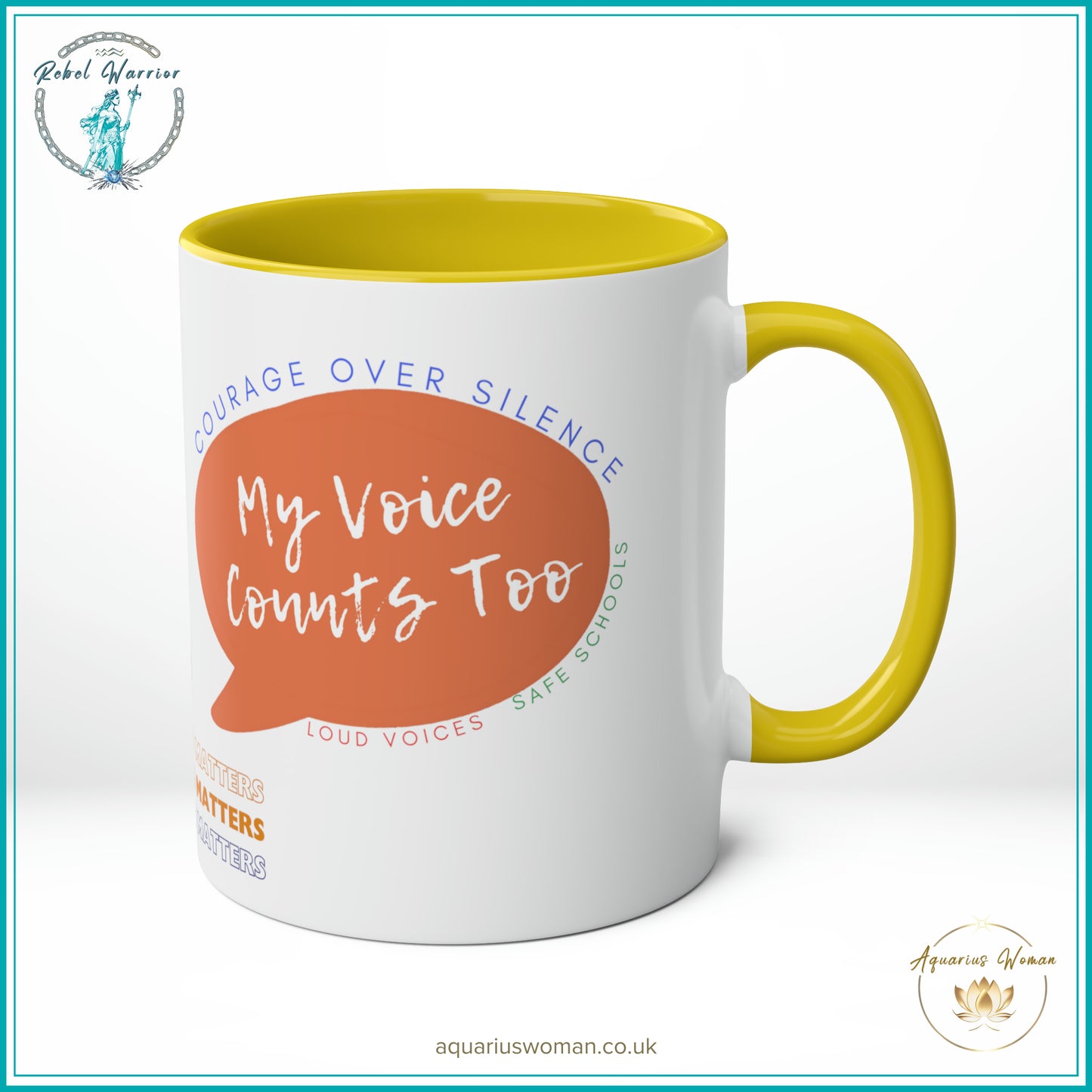 Aquarius Woman "Safe Schools, Loud Voices" Mug – A Call for Change