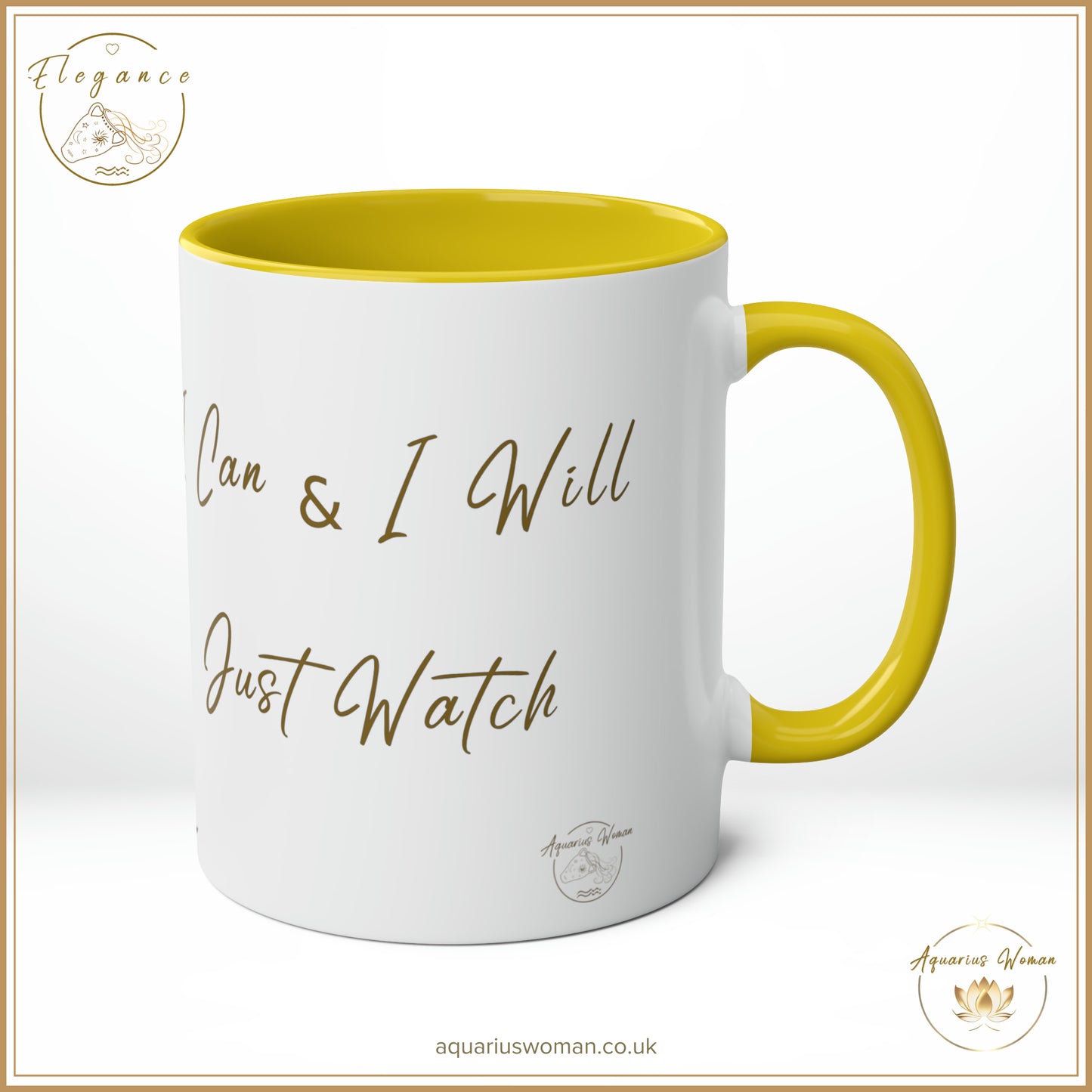 Aquarius Woman - Elegance - I Can and I Will - Just Watch Mug - Long Hair Woman - Yellow- Left View
