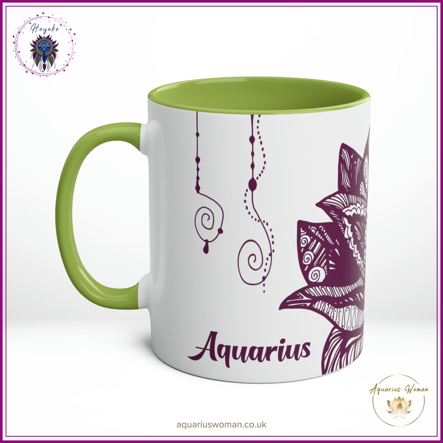 Aquarius Woman Heyoke Range Mug - Mystical Amethyst Dream-Catcher - Green - Right View
