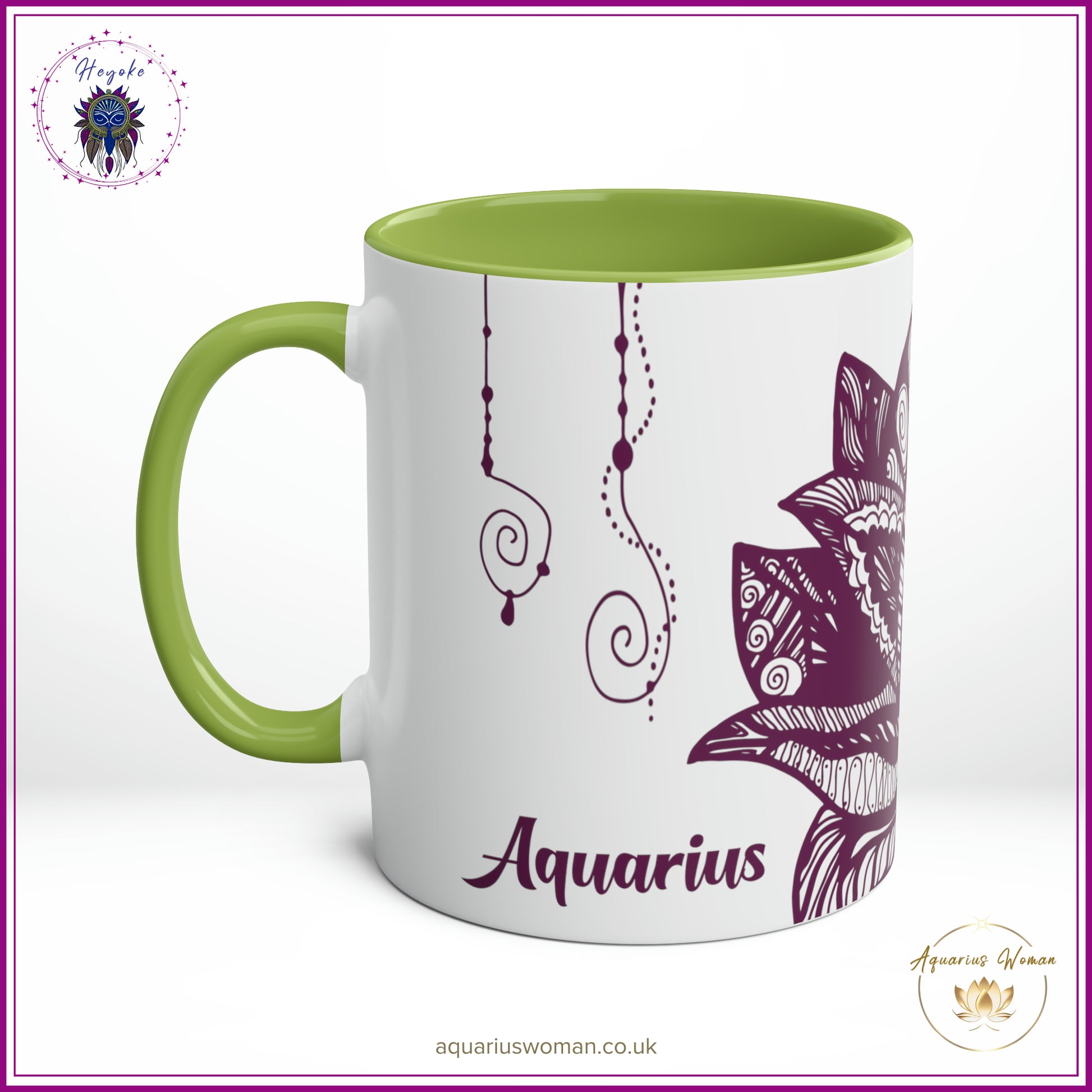 Aquarius Woman Heyoke Range Mug - Mystical Amethyst Dream-Catcher - Green - Right View