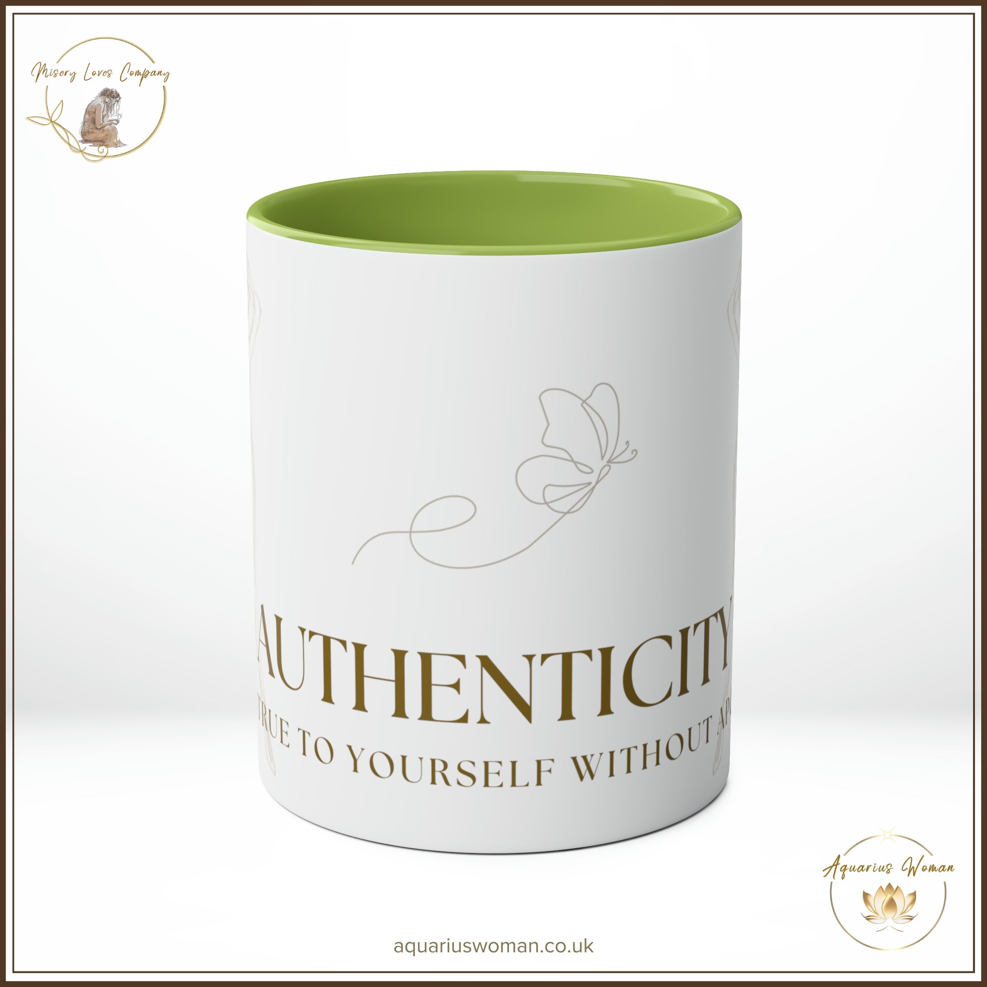Aquarius Woman's Authenticity, Be True to Yourself Without Apology Mug - Green - Center