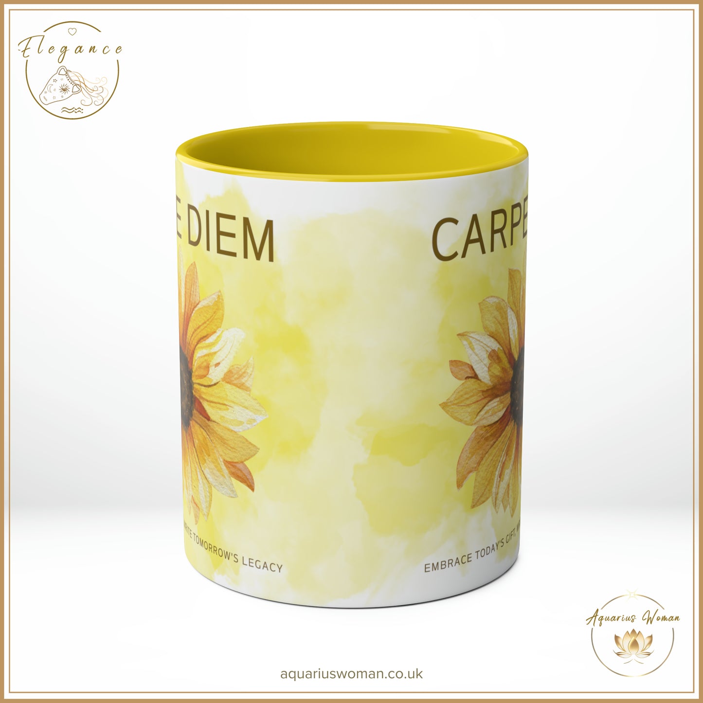 Aquarius Woman's CARPE DIEM Sunflower Mug - Elegance Collection