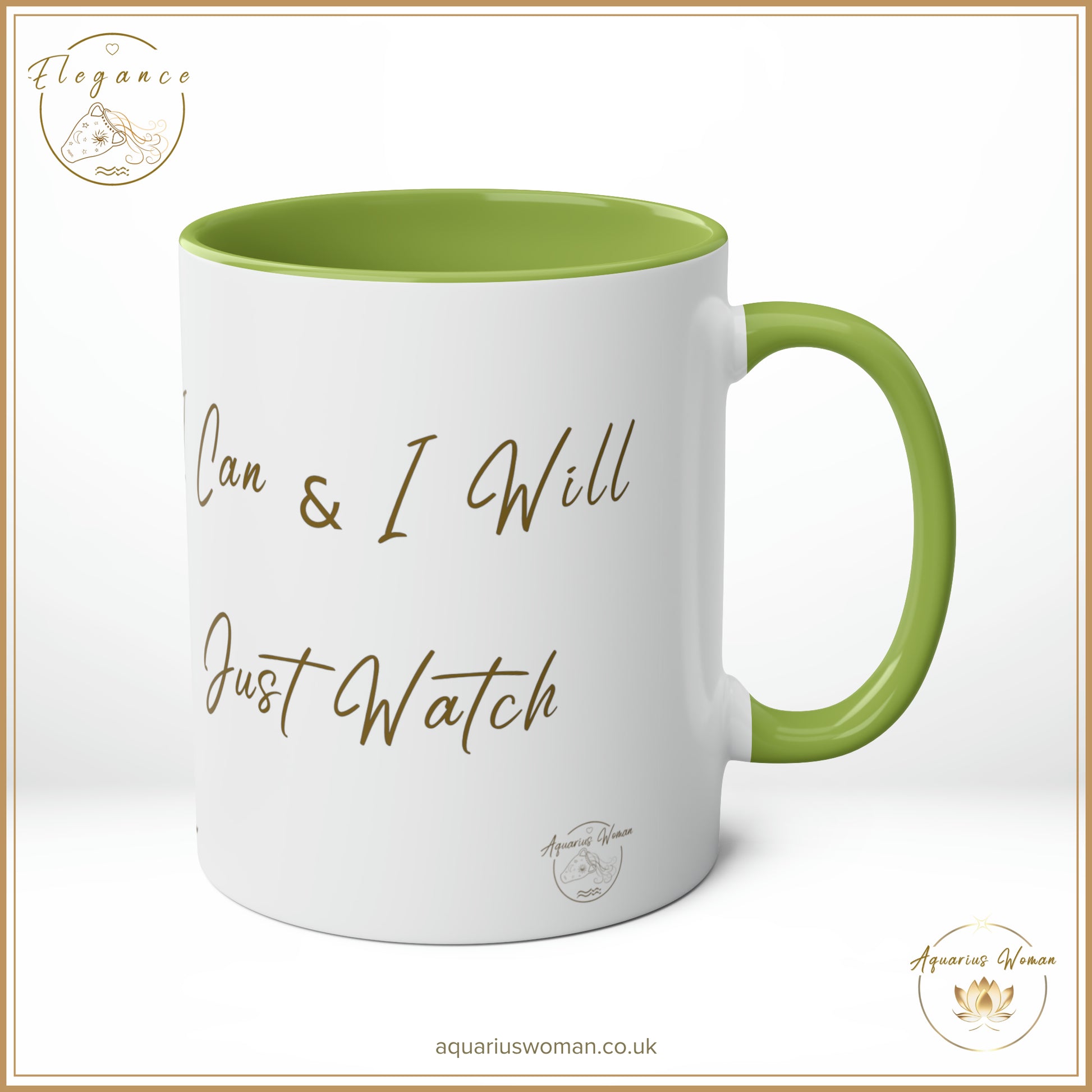 Aquarius Woman - Elegance - I Can and I Will - Just Watch Mug - Long Hair Woman - Green - Left View