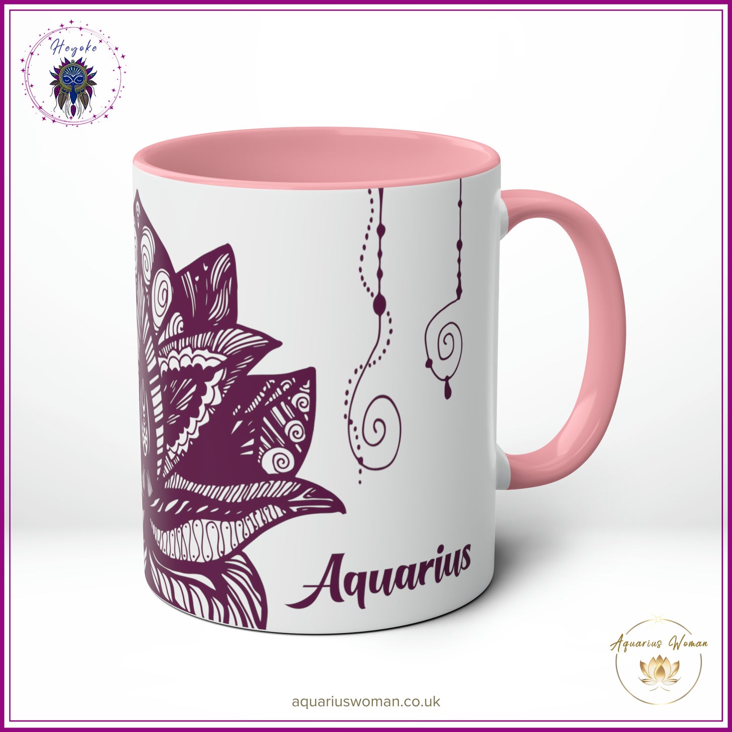 Aquarius Woman Heyoke Range Mug - Mystical Amethyst Dream-Catcher - Pink - Left View
