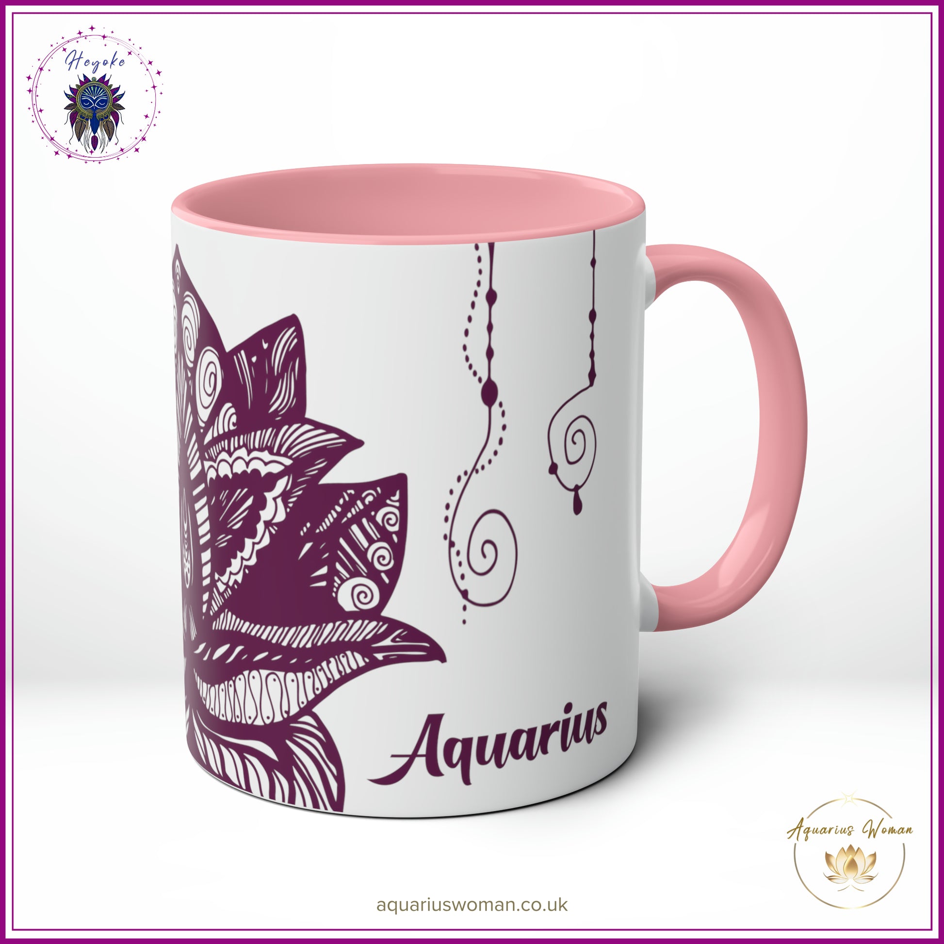 Aquarius Woman Heyoke Range Mug - Mystical Amethyst Dream-Catcher - Pink - Left View