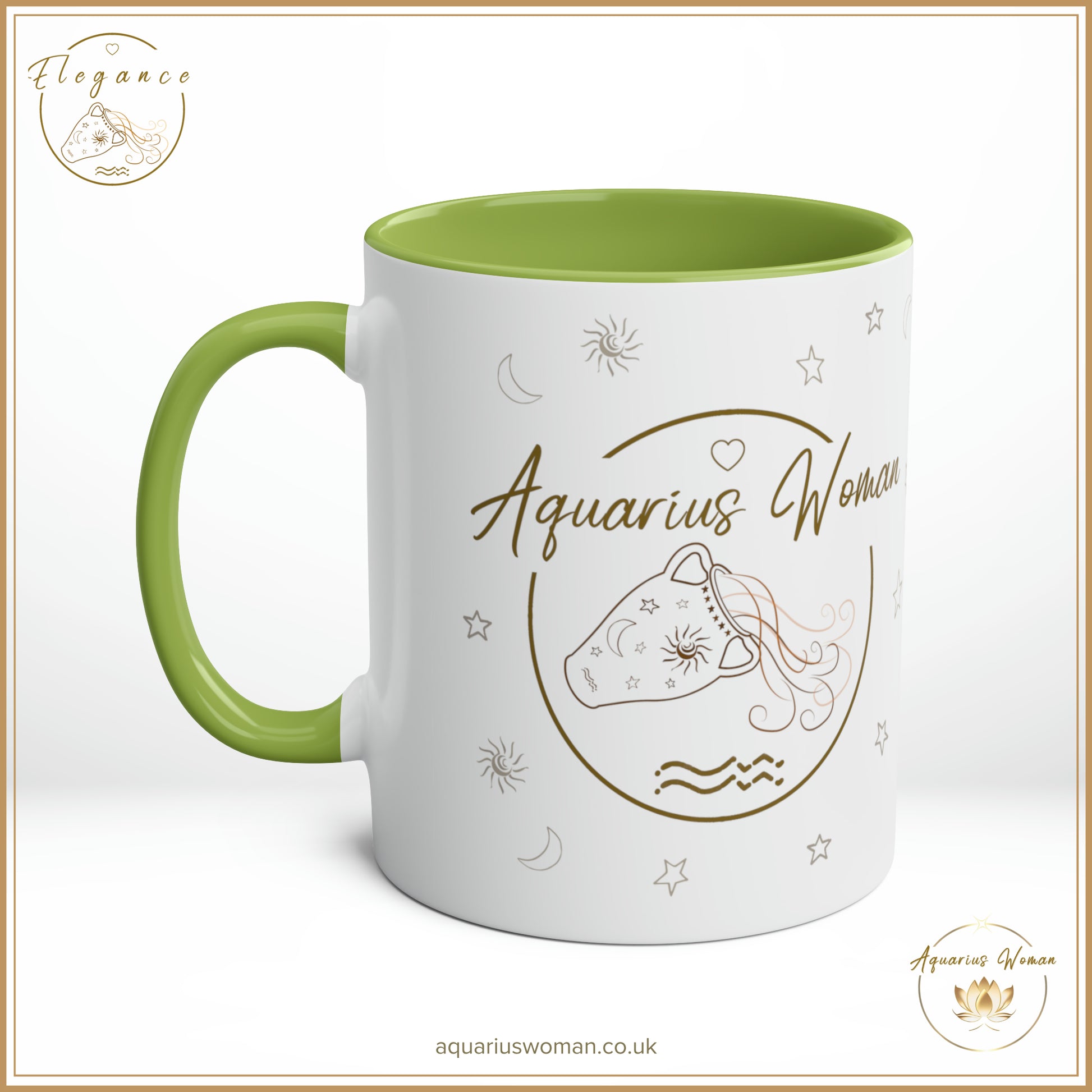 Aquarius Woman - Original Logo Mug - Green - Right