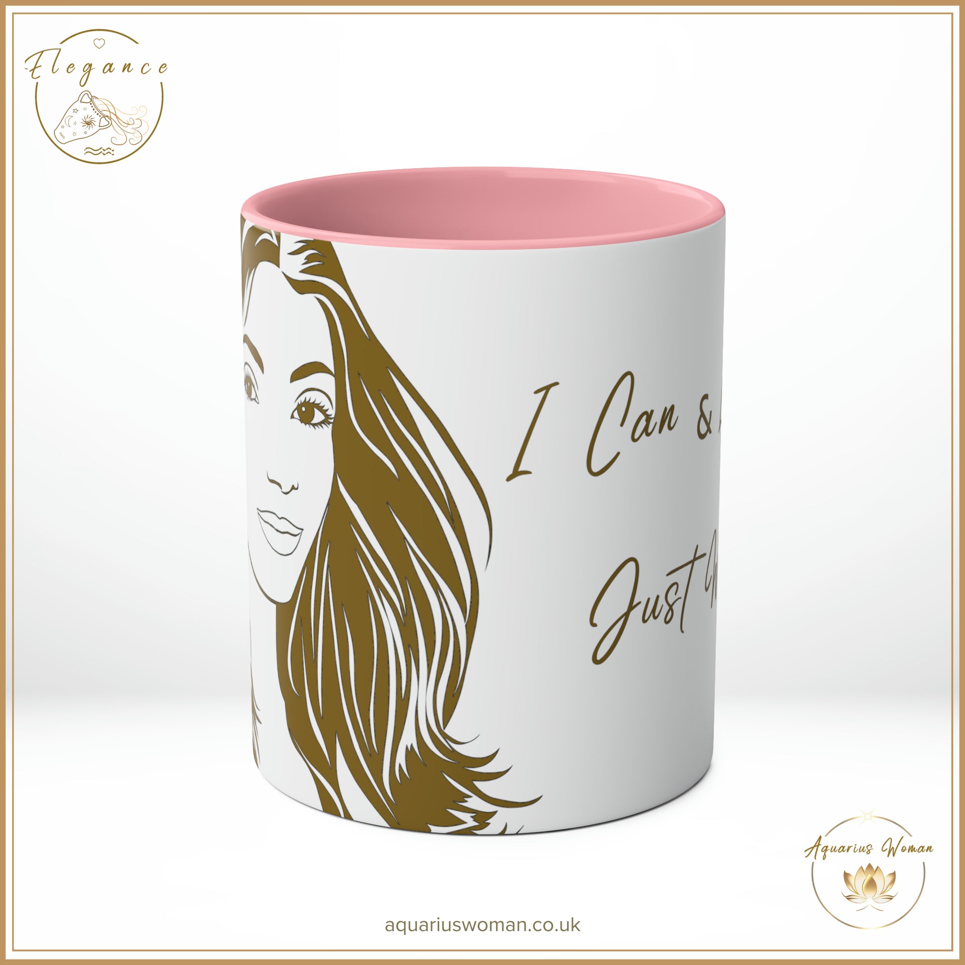 Aquarius Woman - Elegance - I Can and I Will - Just Watch Mug - Long Hair Woman - Pink - Center