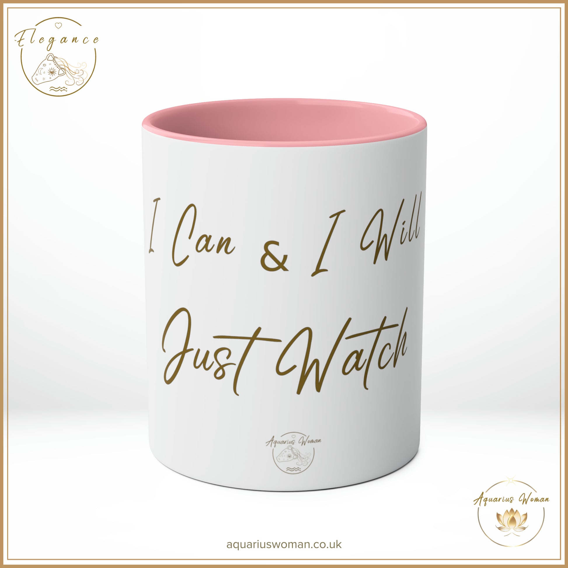 Aquarius Woman - I Can and I Will - Just Watch Mug from the Elegance Range  "Ladies Silhouette" Green - Center