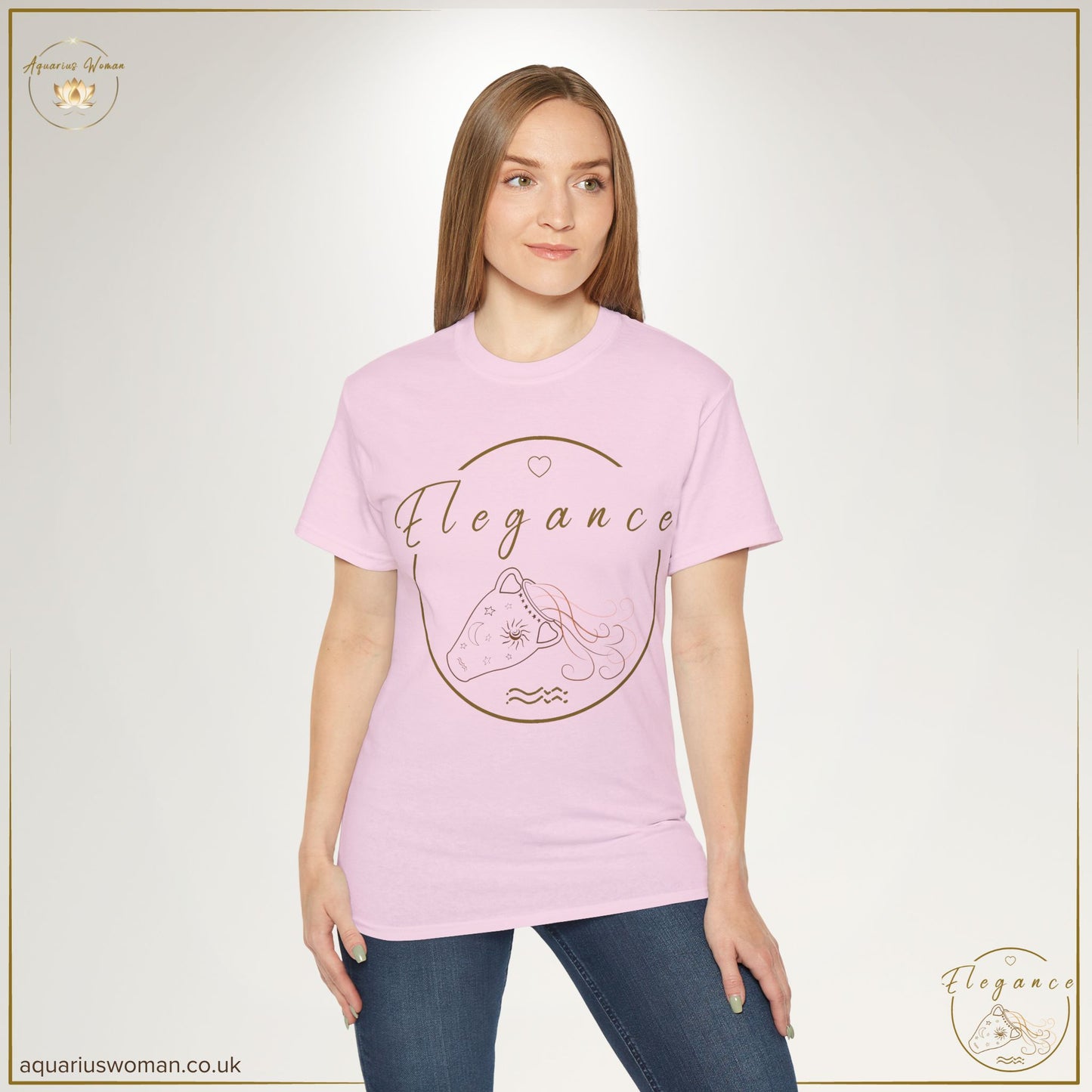 Elegance Embodied: Aquarius Woman Logo Tee