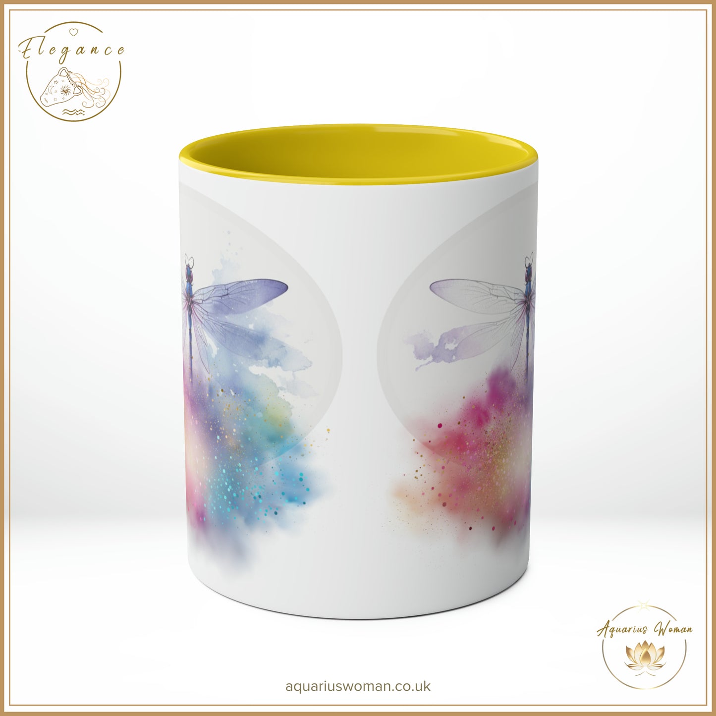 Aquarius Woman's Elegance Collection - Ethereal Dragonfly Cosmic Cloud Burst Ceramic Mug