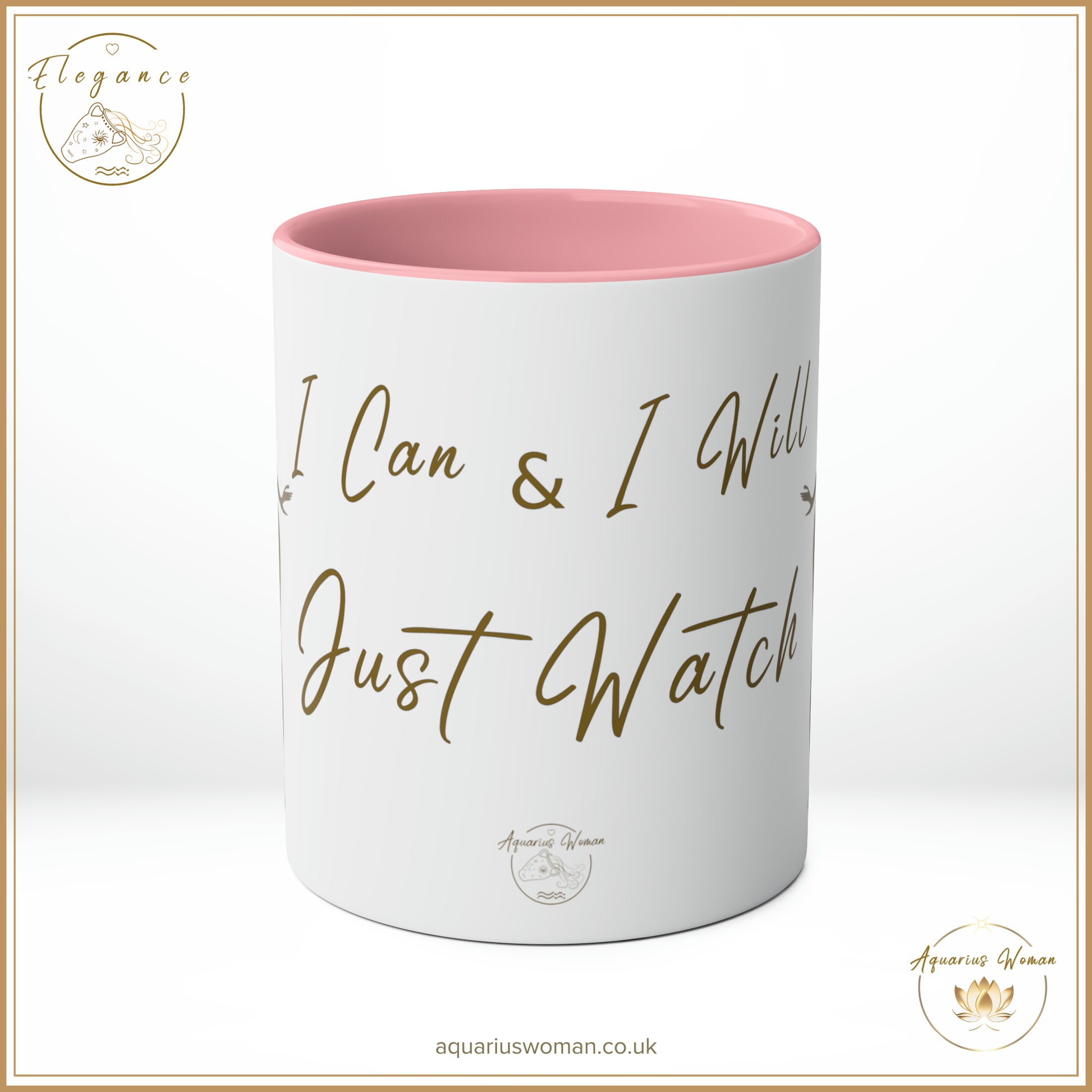 Aquarius Woman - Elegance - I Can and I Will - Just Watch Mug - Dancing Woman - Pink - Center View