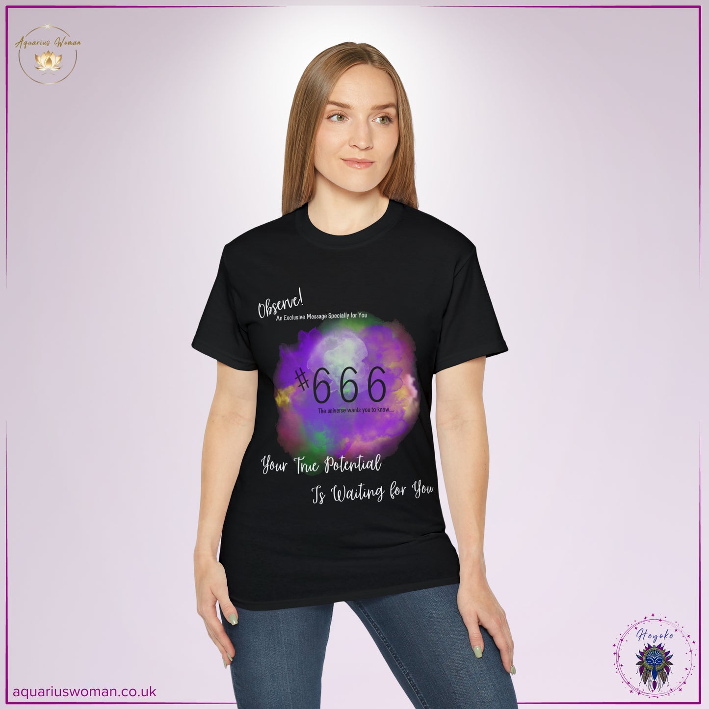Synchronicity #666 Tee from the Heyoke Collection by Aquarius Woman - Woman _Black t-shirt