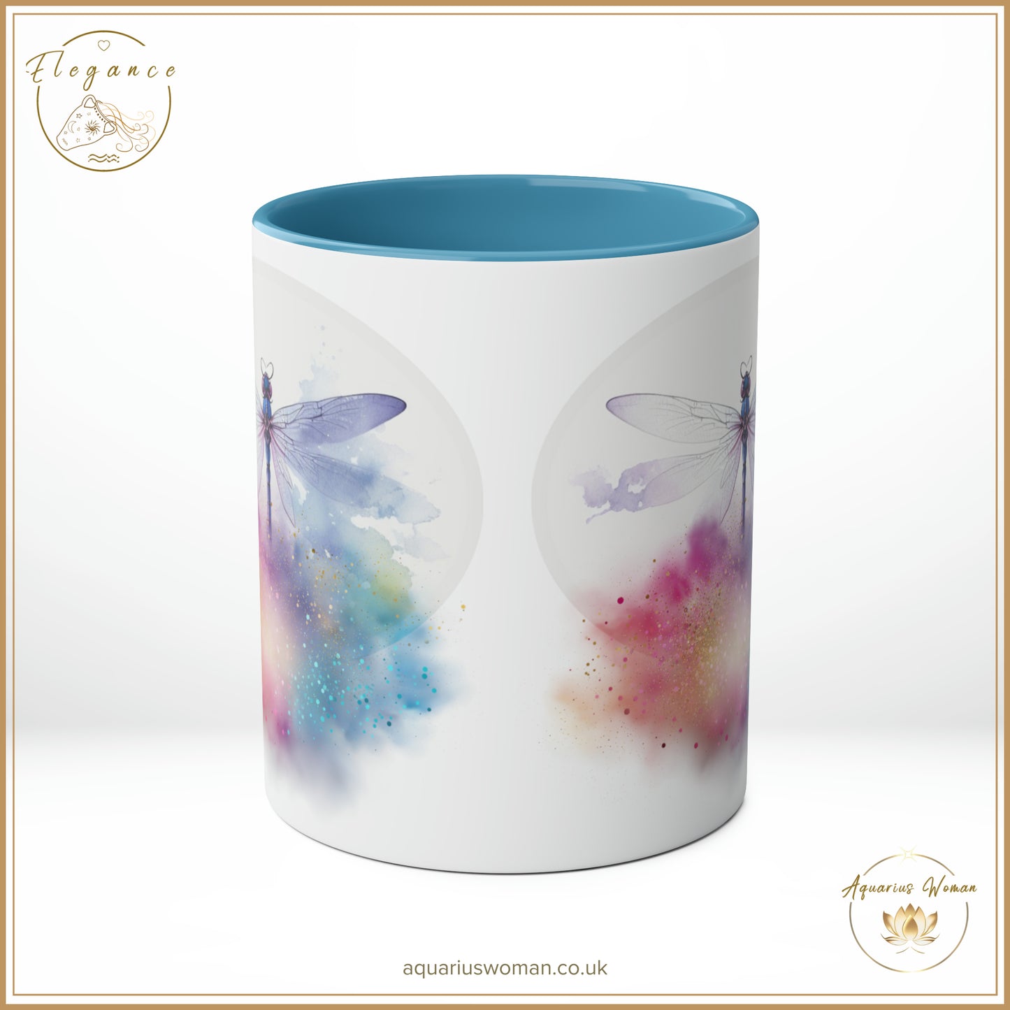 Aquarius Woman's Elegance Collection - Ethereal Dragonfly Cosmic Cloud Burst Ceramic Mug