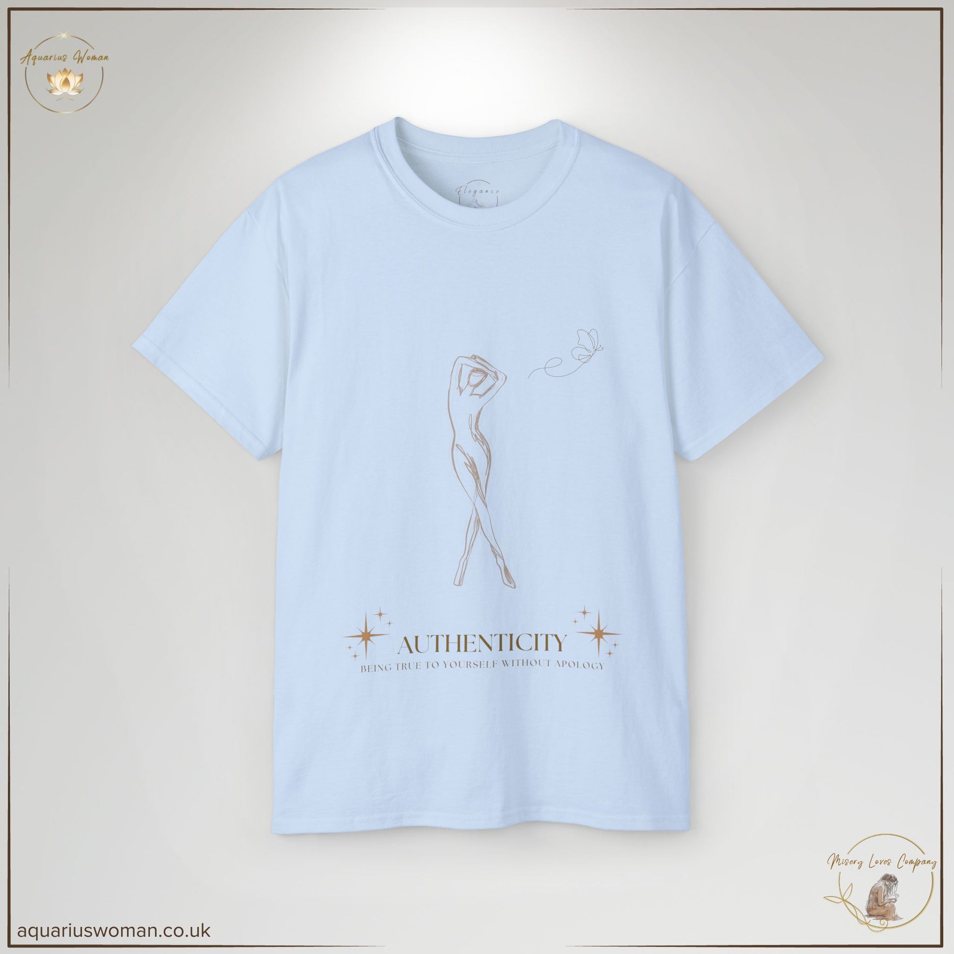 The 'Authenticity – Embrace Your Naked Truth' Tee in Light Blue represents self-expression, clarity, and empowerment. This elegant minimalist design features a graceful line art sketch of a woman, symbolising the strength in vulnerability. Paired with a powerful affirmation, this tee is perfect for those embracing their journey of self-discovery and healing.