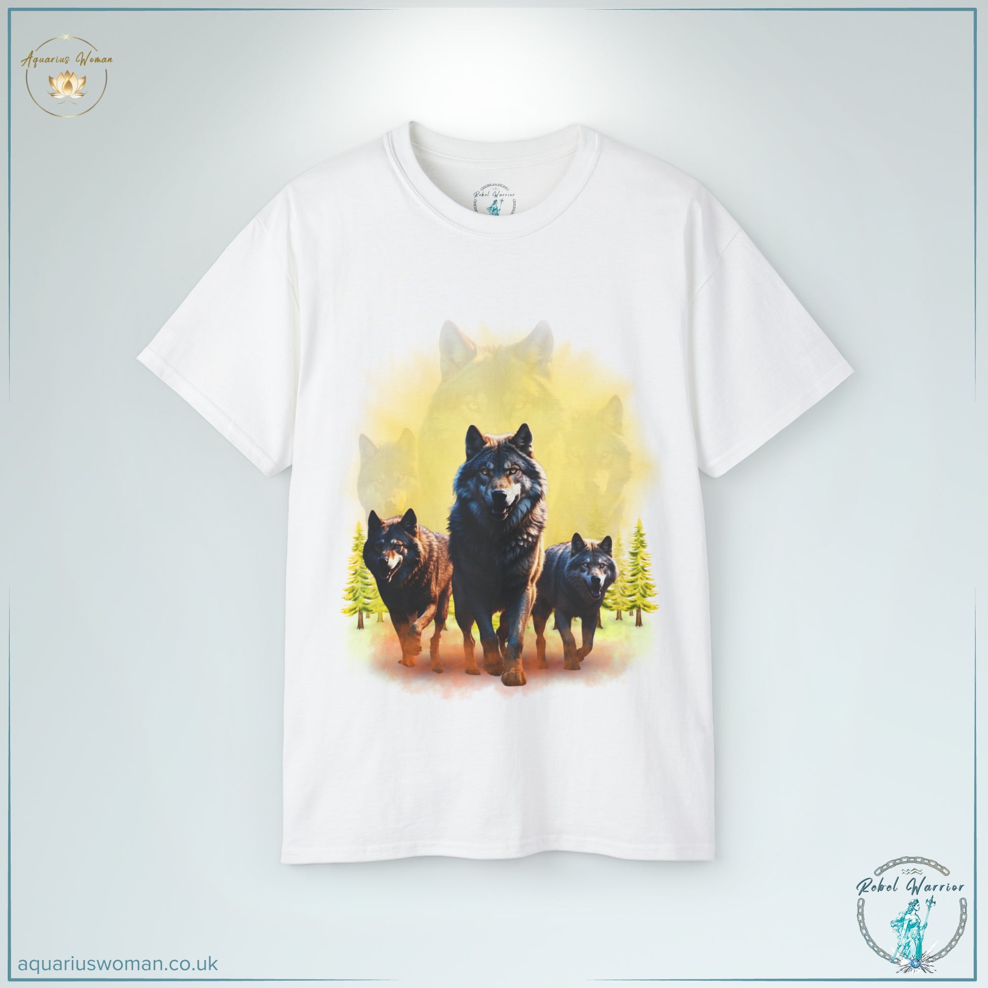 The Dawn Guardians Tee in White features a striking wolf pack design, symbolising unity, ancestral guidance, and resilience. With a glowing dawn background and faded ancestral wolves, this design is a powerful tribute to strength, leadership, and the unbreakable warrior spirit.