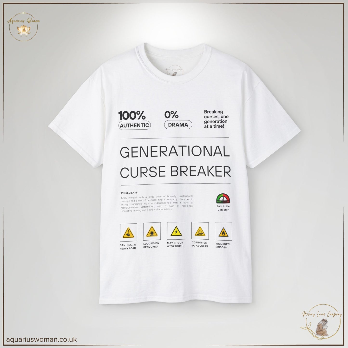 The Generational Curse Breaker Tee in White is a bold statement piece featuring humorous yet powerful text about breaking toxic cycles. Designed for those rewriting their family’s legacy, this tee champions truth, resilience, and transformation.