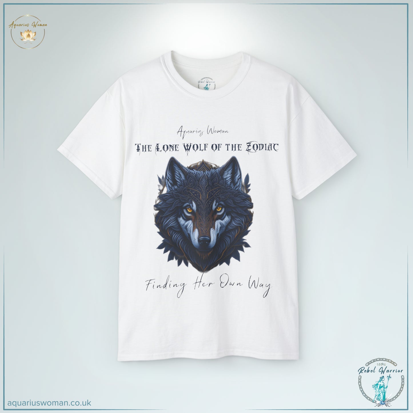 The 'Lone Wolf of the Zodiac' Tee in white from the Rebel Warrior Collection is a bold tribute to Aquarius independence. Featuring an intricately designed wolf with piercing eyes and ornamental detailing, this tee embodies strength, wisdom, and the untamed spirit of those who forge their own path.