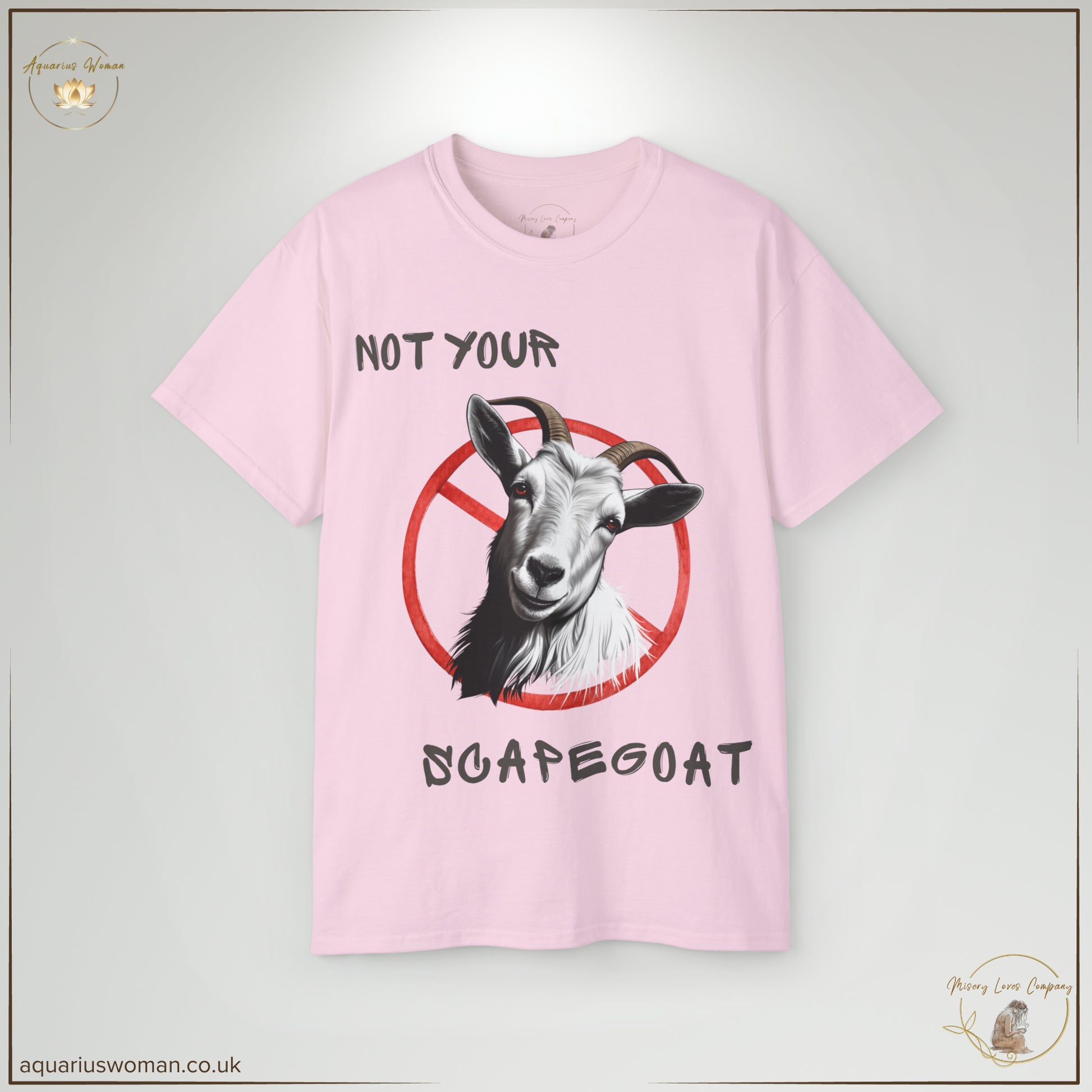 The Not Your Scapegoat Tee in Light Pink embodies strength and defiance against scapegoating. Featuring a striking goat illustration inside a red ‘no’ symbol, this tee is perfect for survivors and truth-seekers reclaiming their power.