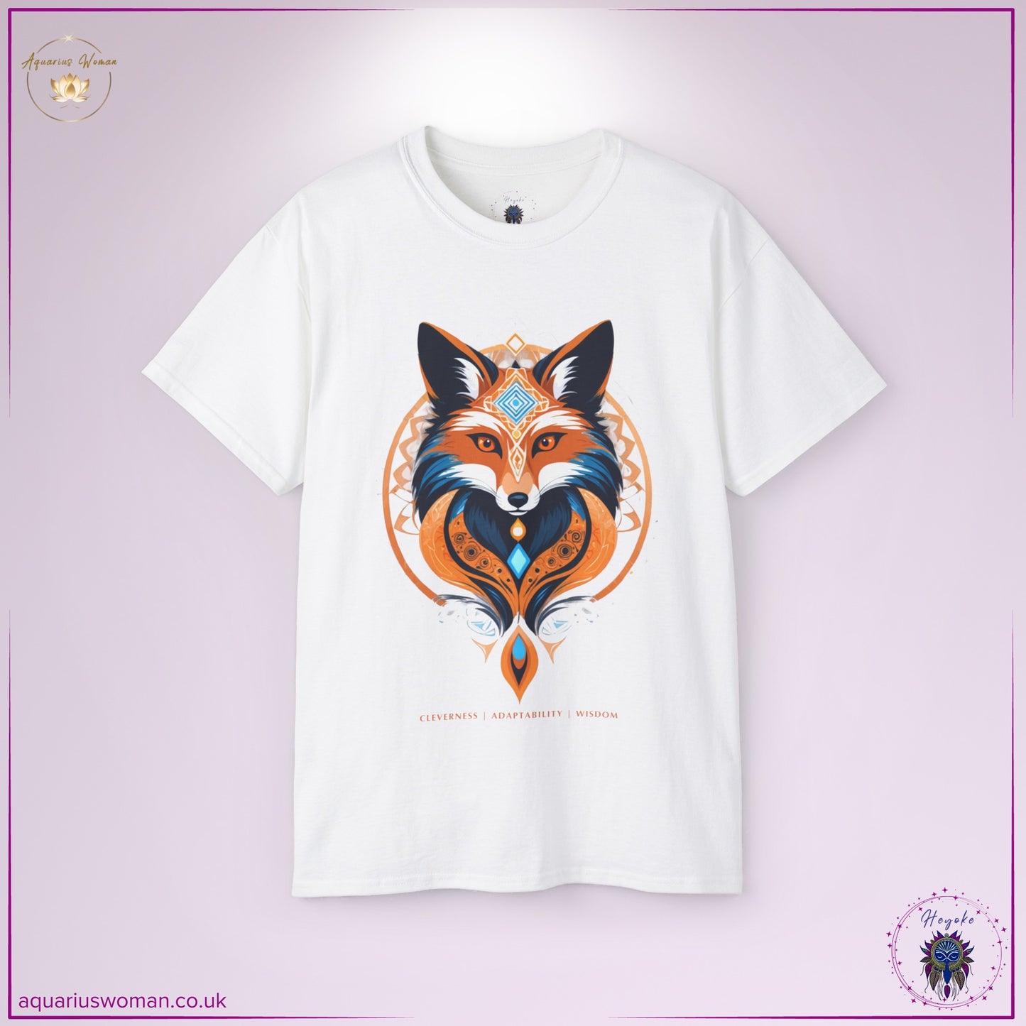 The Red Fox Spirit Animal Tee in White features a striking fox with intricate geometric and mystical patterns. Symbolising cleverness, adaptability, and wisdom, this design embodies intelligence, resourcefulness, and strategic thinking.