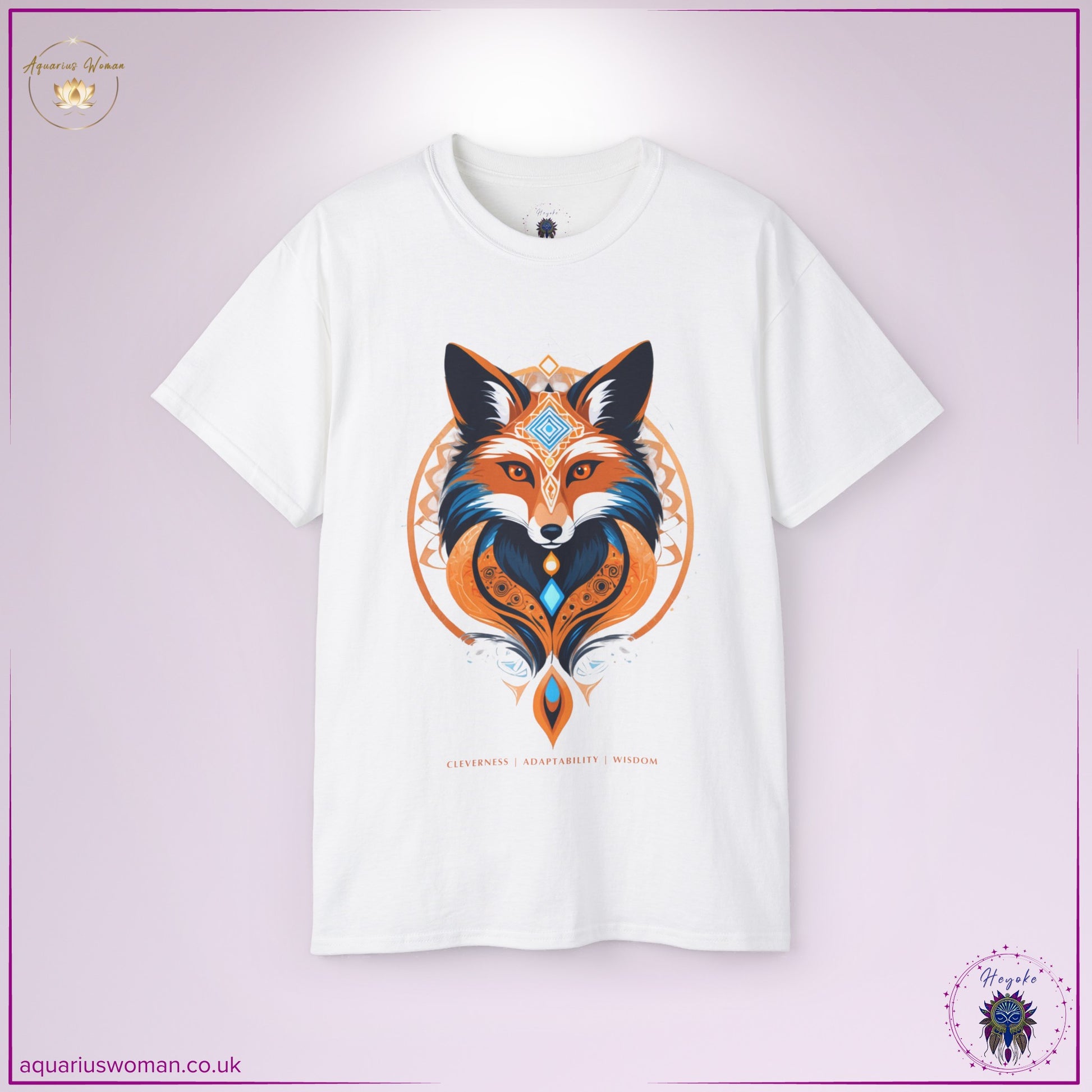The Red Fox Spirit Animal Tee in White features a striking fox with intricate geometric and mystical patterns. Symbolising cleverness, adaptability, and wisdom, this design embodies intelligence, resourcefulness, and strategic thinking.