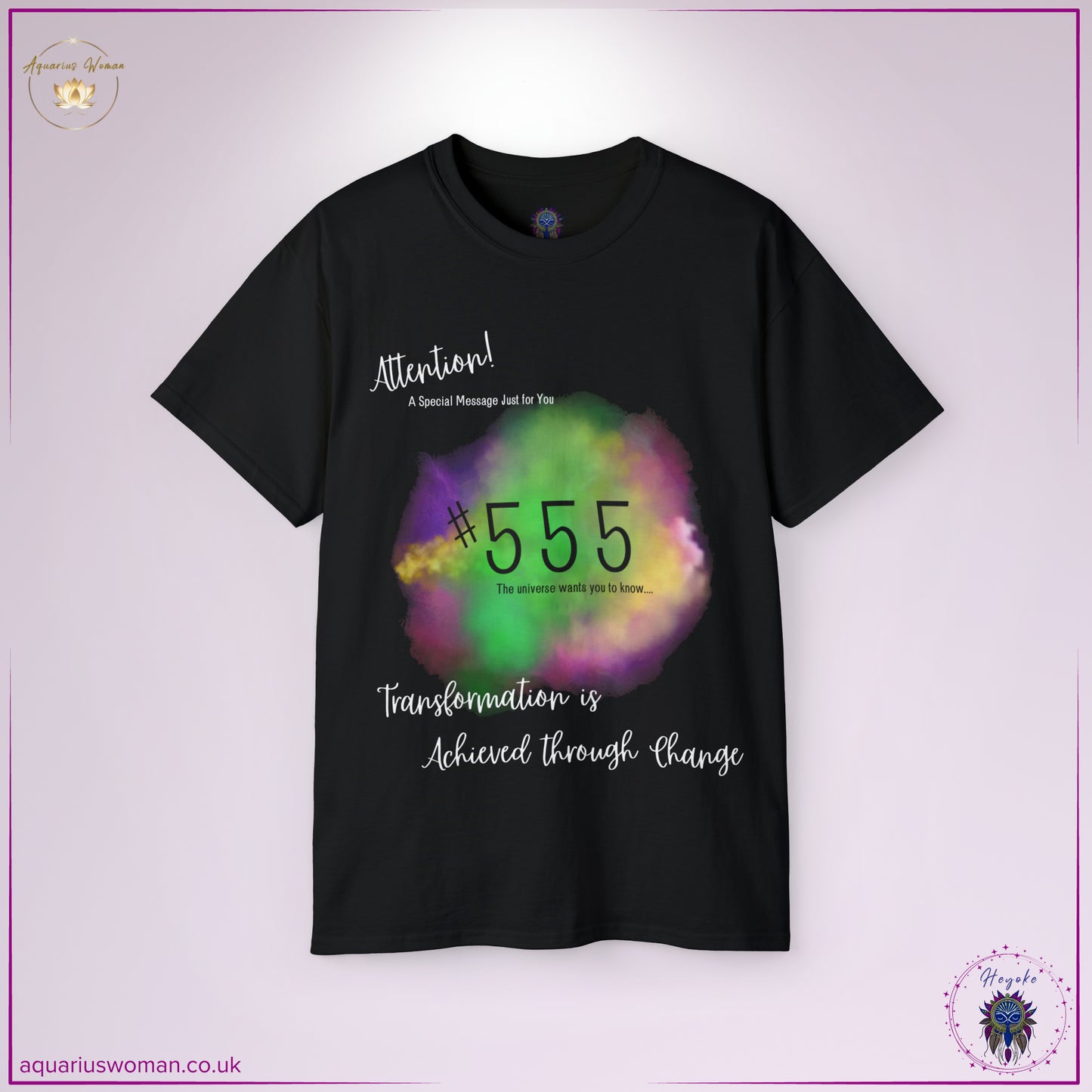 The 'Synchronicity #555' Tee in Black represents momentum, spiritual shifts, and embracing transformation. Designed with a vibrant energy aura surrounding the number 555, this piece encourages trust in divine timing and new beginnings. A must-have for manifestors, visionaries, and those welcoming change.