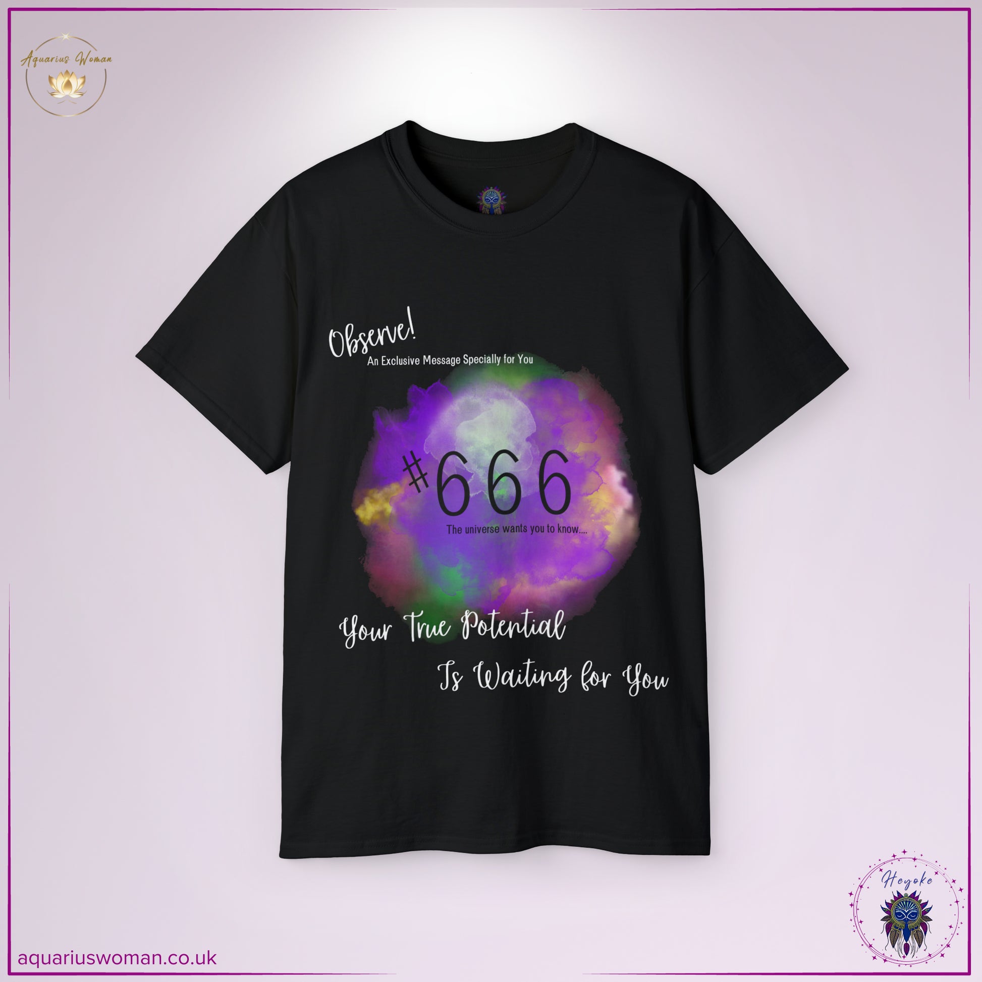The 'Synchronicity #666' Tee in Black represents spiritual alignment, deep reflection, and personal empowerment. Showcasing angel number 666 with a vibrant cosmic aura, this design encourages self-awareness and growth. A perfect choice for numerology enthusiasts, self-improvement advocates, and those ready to step into their power.