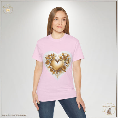 Golden Heart & Thorned Roses T-Shirt – Strength in Survival