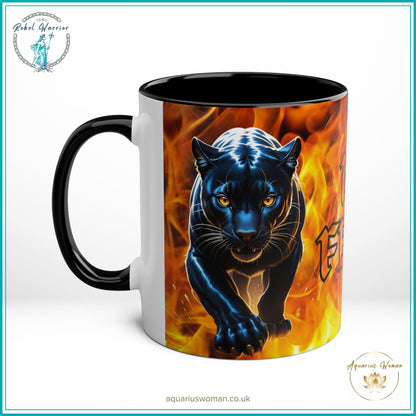 Aquarius Woman Rebel Warrior "No Fear Panther Power" Mug – Strength and Bold Design