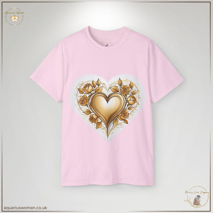 Golden Heart & Thorned Roses T-Shirt – Strength in Survival