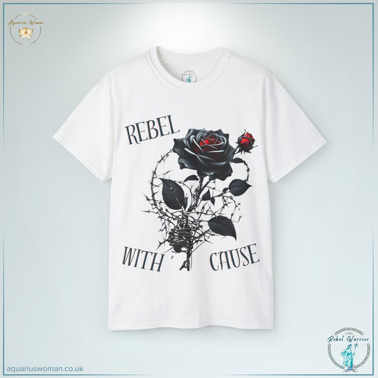 "Rebel with A Cause" Black Rose Tee - Embrace Your Non-Conformist Beauty