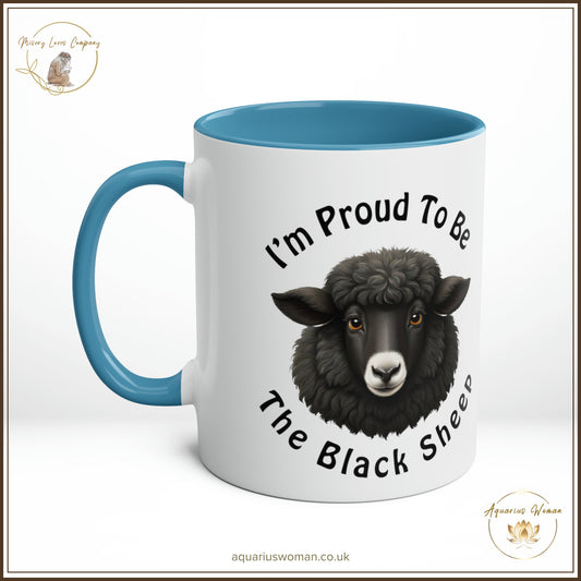 Aquarius Woman's - Misery Loves Company "Proud to be a Black Sheep" Two Tone Mug - Left View in Blue