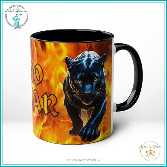 Aquarius Woman Rebel Warrior "No Fear Panther Power" Mug – Strength and Bold Design