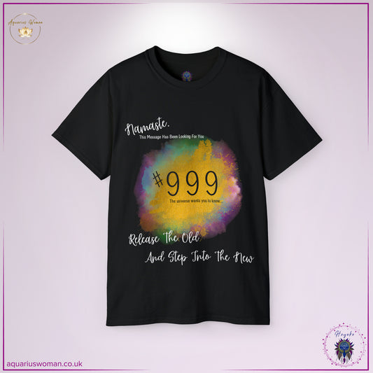 Synchronicity #999 Tee from the Heyoke Collection by Aquarius Woman - Black t-shirt