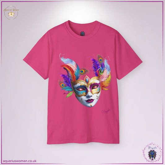 Aquarius Woman's Heyoke Collection: "Cosmic Masquerade" Tee Shirt - Pink