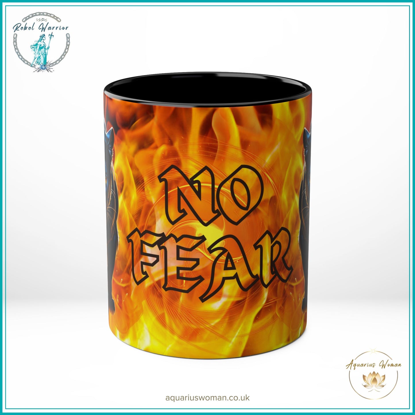 Aquarius Woman Rebel Warrior "No Fear Panther Power" Mug – Strength and Bold Design