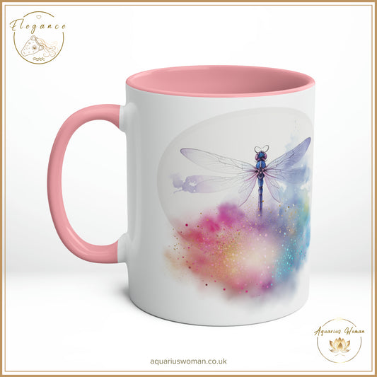 Aquarius Woman's Elegance Collection - Ethereal Dragonfly Cosmic Cloud Burst Ceramic Mug