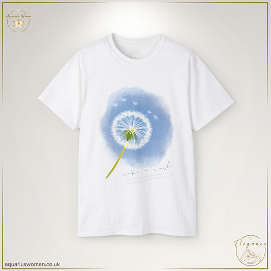 Elegance Collection: Whimsical Dandelion "Make a Wish" Tee from Aquarius Woman