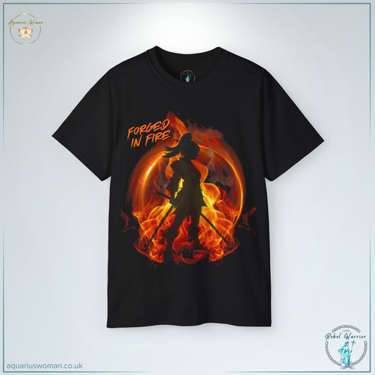 Rebel Warrior Collection: "Forged from Fire" Samurai Woman Tee by Aquarius Woman