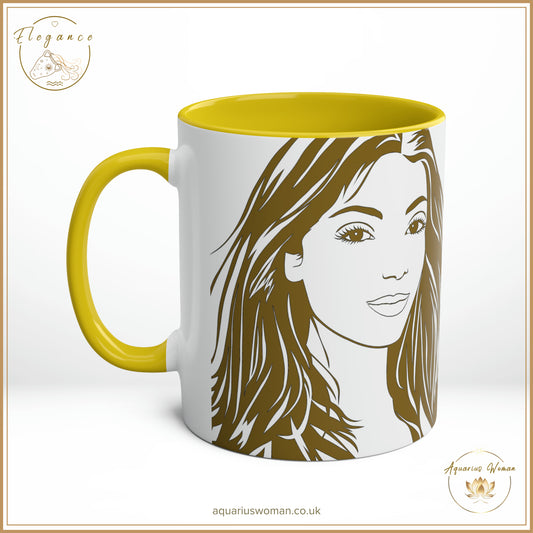 Aquarius Woman - Elegance - I Can and I Will - Just Watch Mug - Long Hair Woman - Yellow- Right View