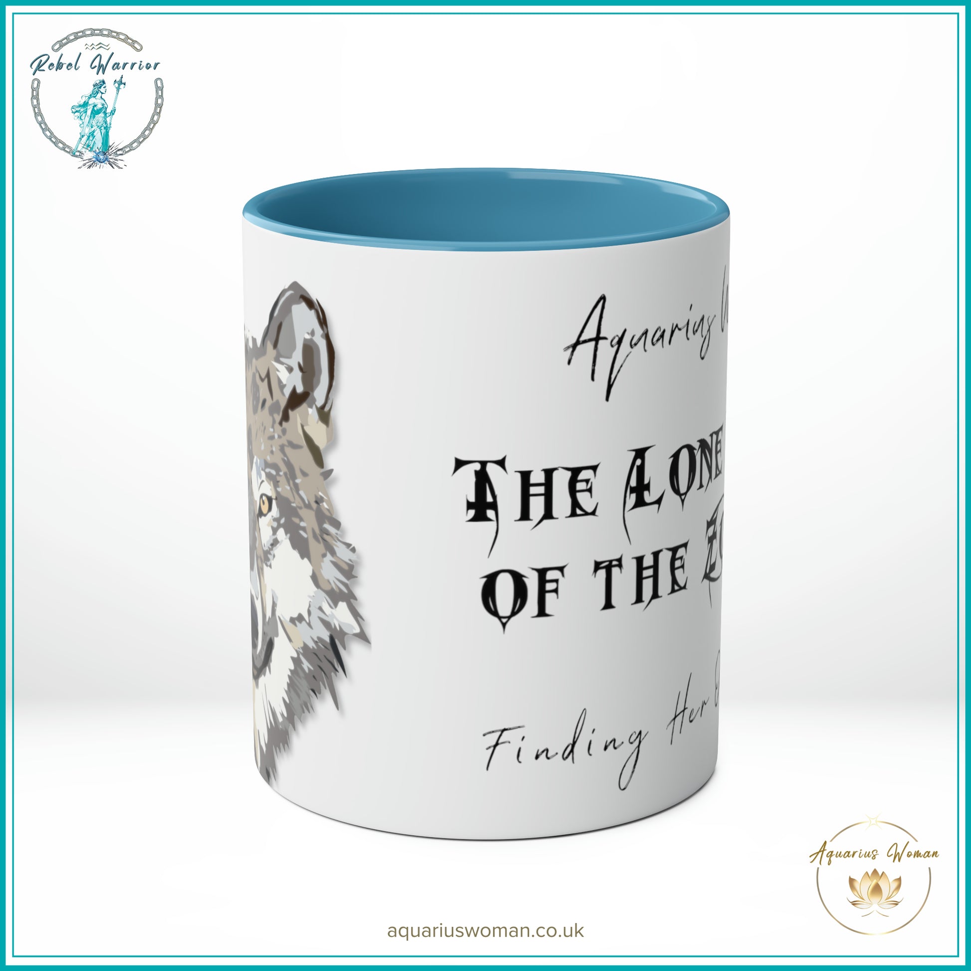 Aquarius Woman - The Lone Wolf of the Zodiac Mug - Blue Center