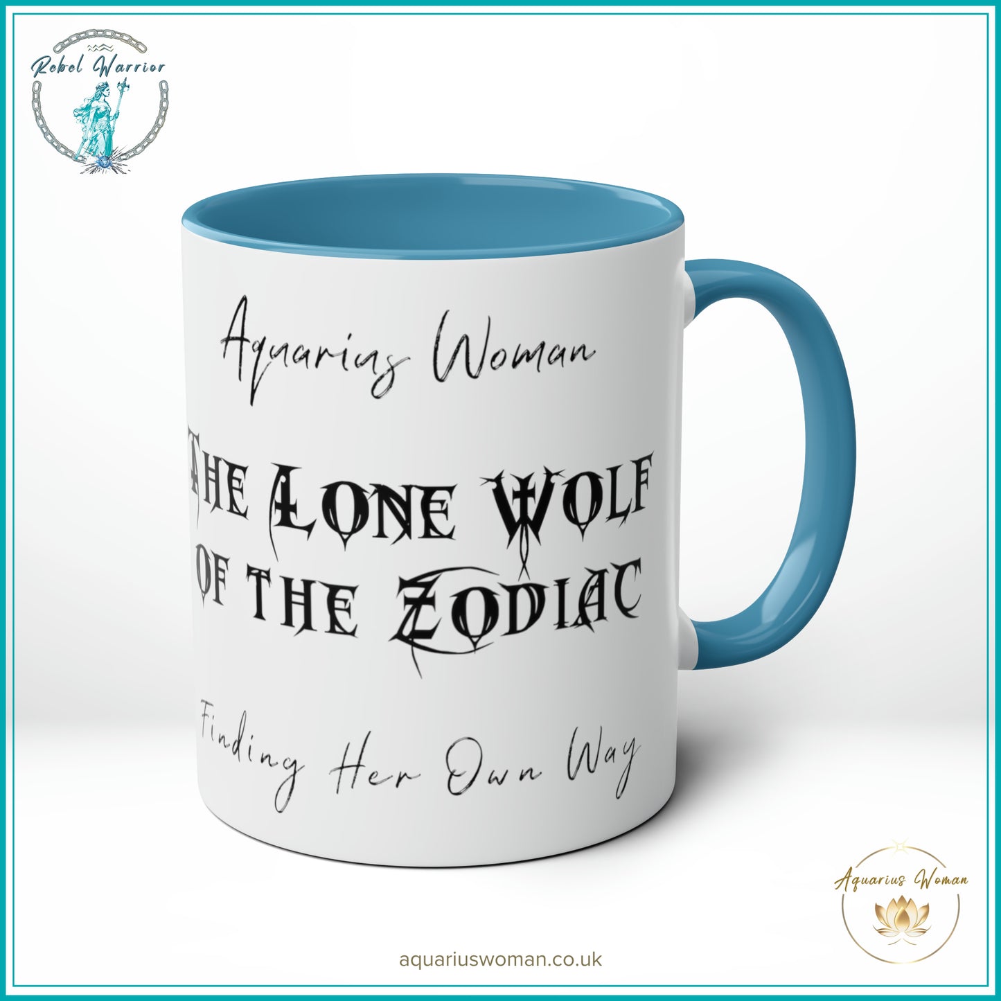 Aquarius Woman - The Lone Wolf of the Zodiac Mug - Blue Left