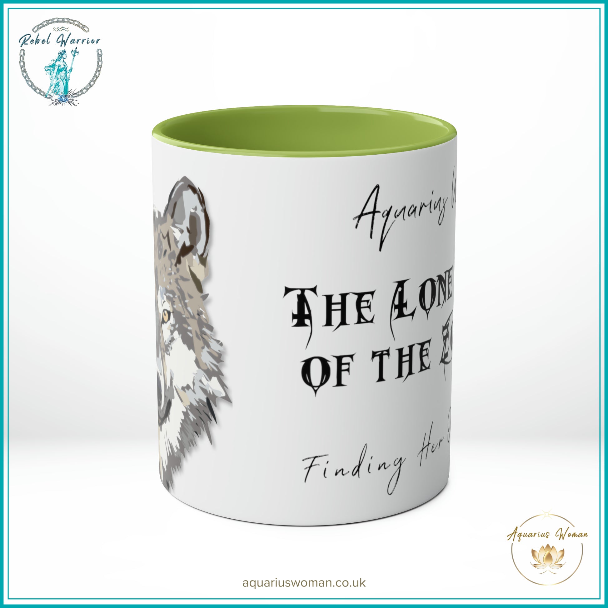 Aquarius Woman - The Lone Wolf of the Zodiac Mug - Center Left