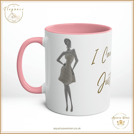 Aquarius Woman - I Can and I Will - Just Watch Mug from the Elegance Range  "Ladies Silhouette" Pink - Right 