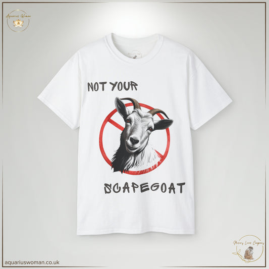 Aquarius Woman's Not Your Scapegoat Tee from the Misery Loves Company Collection - White