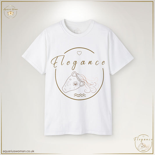 Elegance Embodied: Aquarius Woman Logo Tee