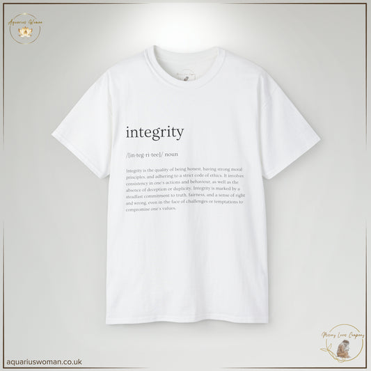 Misery Loves Company | Integrity Defined Tee: Empowering Resilience Against Adversity from Aquarius Woman in White