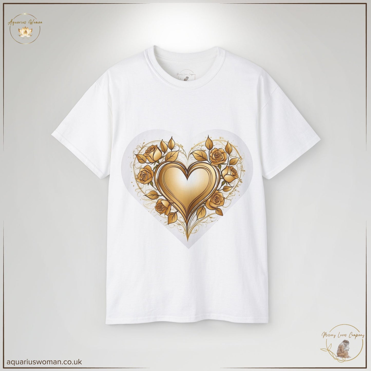 Golden Heart & Thorned Roses T-Shirt – Strength in Survival